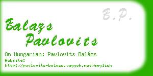 balazs pavlovits business card