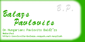 balazs pavlovits business card